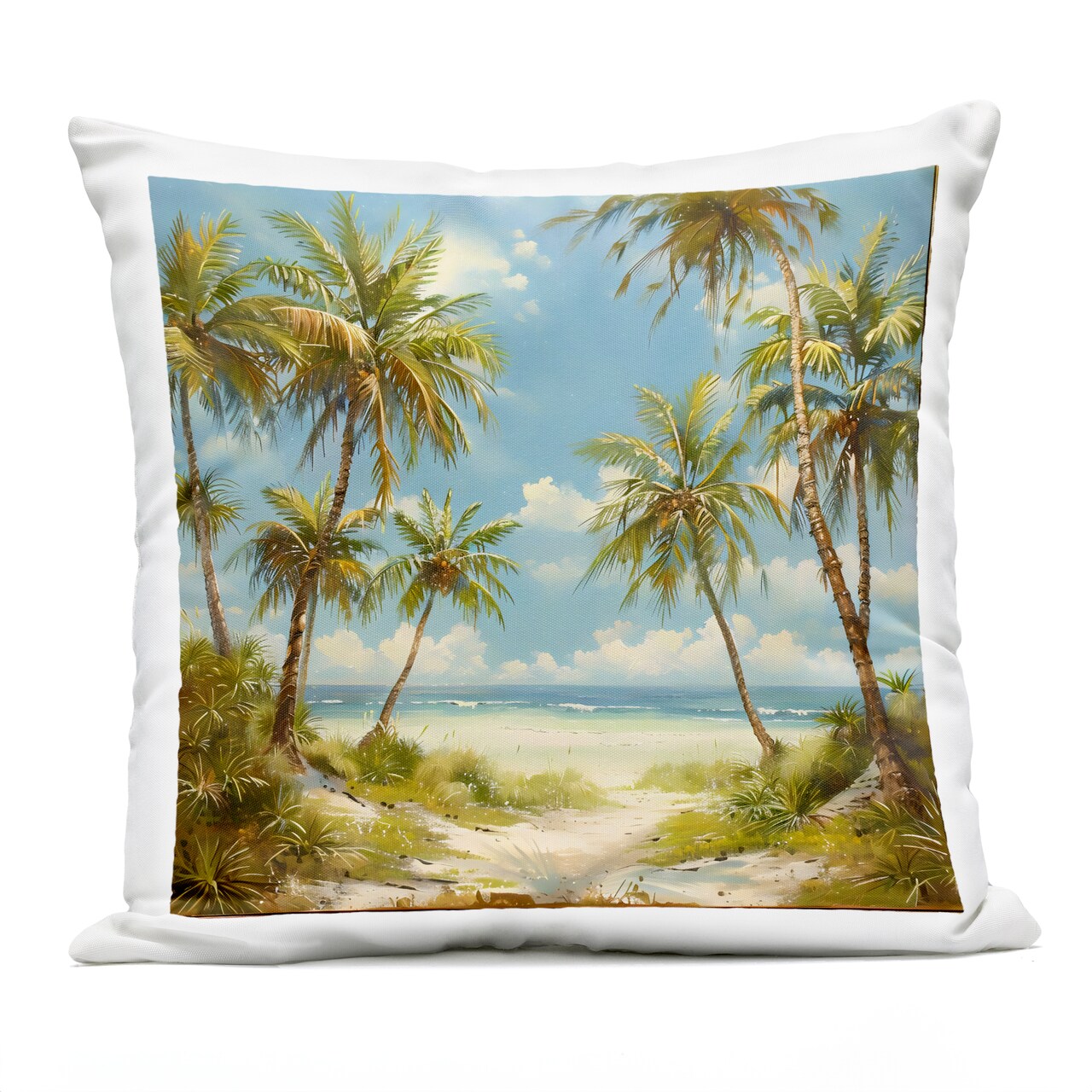Stupell Industries Scenic Tropical Paradise Outdoor Printed Pillow, design by LSR Creative Studio, 18 x 7 x 18